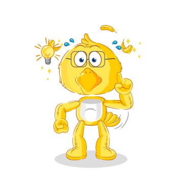 the chick got an idea cartoon. mascot vecto