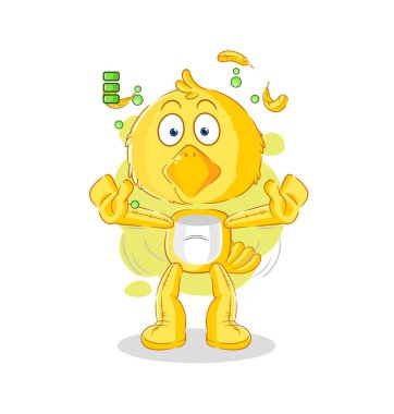 the chick full battery character. cartoon mascot vecto