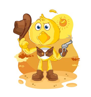 the chick cowboy with gun character vecto