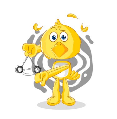 the chick hypnotizing cartoon. cartoon mascot vecto