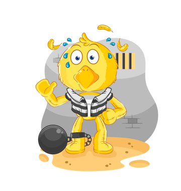 the chick criminal in jail. cartoon characte