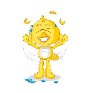the chick stretching character. cartoon mascot vecto