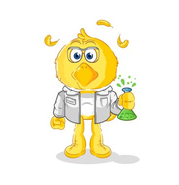 the chick scientist character. cartoon mascot vecto