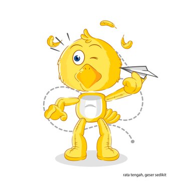 the chick with paper plane character. cartoon mascot vecto
