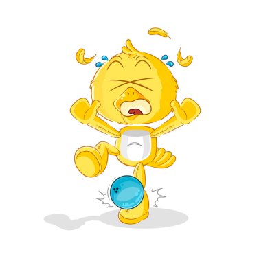 the chick hiten by bowling cartoon. cartoon mascot vecto