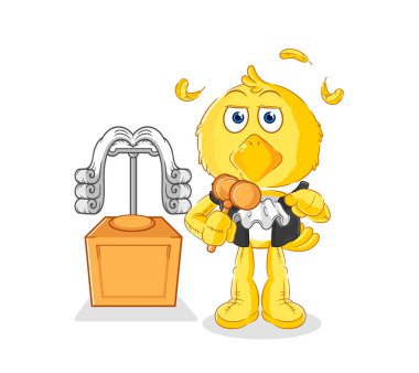 the chick judge holds gavel. character vecto