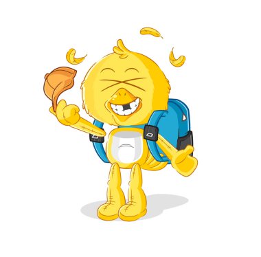 the chick goes to school vector. cartoon characte