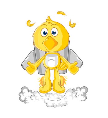 the chick with jetpack mascot. cartoon vecto