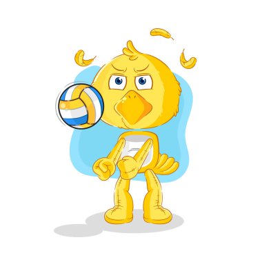 the chick play volleyball mascot. cartoon vecto