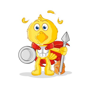 the chick spartan character. cartoon mascot vecto