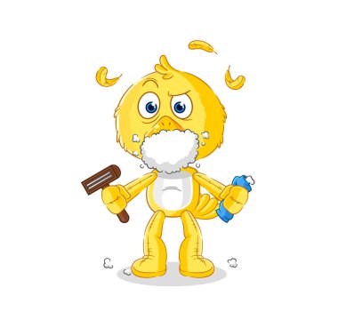 the chick shave facial hair vector. cartoon characte