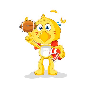 the chick playing rugby character. cartoon mascot vecto