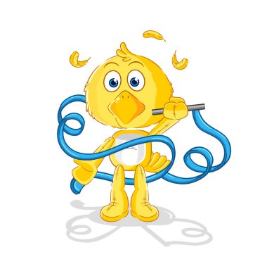 the chick Rhythmic Gymnastics mascot. cartoon vecto
