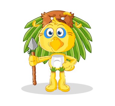 the chick tribal man mascot. cartoon vecto