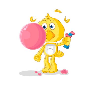 the chick chewing gum vector. cartoon characte