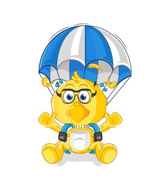 the chick skydiving character. cartoon mascot vecto
