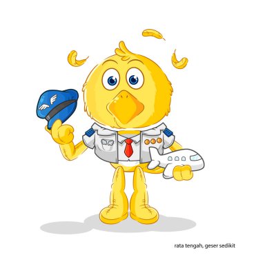 the chick pilot mascot. cartoon vecto