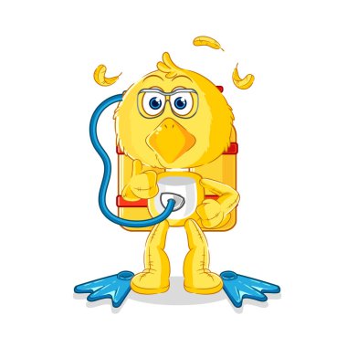 the chick diver cartoon. cartoon mascot vecto