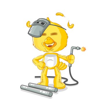 the chick welder mascot. cartoon vecto