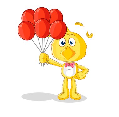 the chick clown with balloons vector. cartoon characte