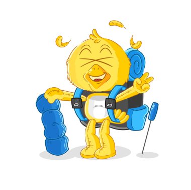the chick go camping mascot. cartoon vecto