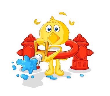 the chick firefighter vector. cartoon characte