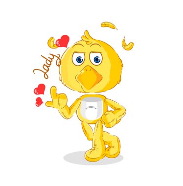 the chick flirting illustration. character vecto