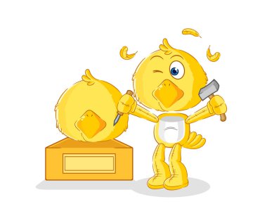 the chick sculptor character. cartoon mascot vecto