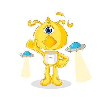 the chick alien cartoon mascot vecto