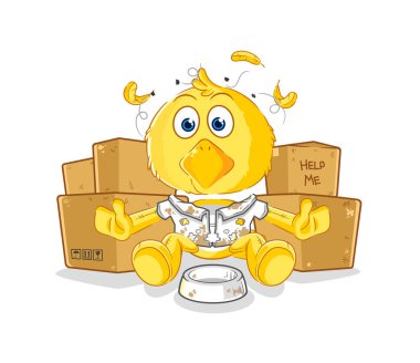 the chick homeless character. cartoon mascot vecto