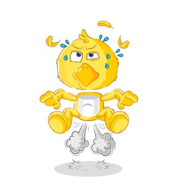 the chick fart jumping illustration. character vecto