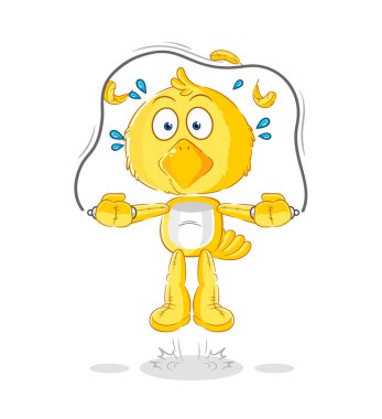 the chick jump rope exercise. character vecto