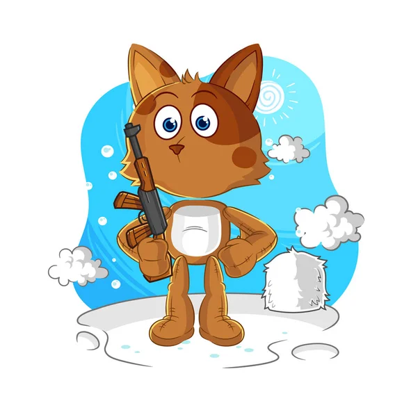 the dog soldier in winter. character mascot vecto