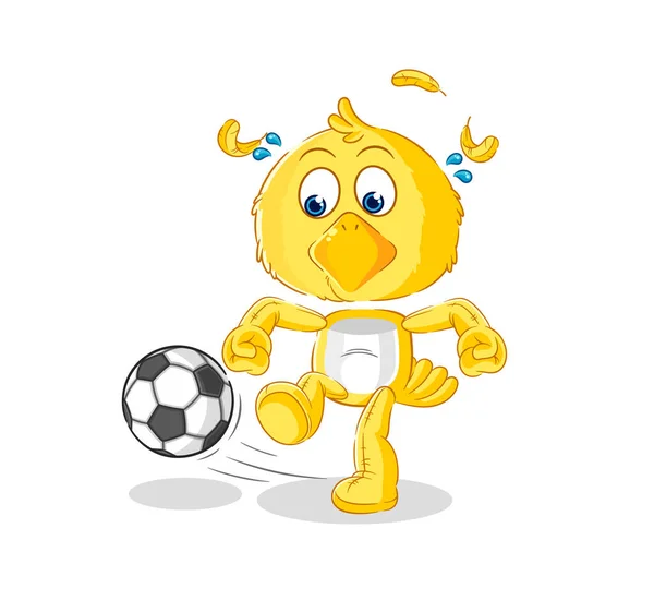 Chick Kicking Ball Cartoon Cartoon Mascot Vecto — Archivo Imágenes Vectoriales