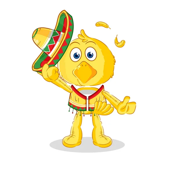 Chick Mexican Culture Flag Cartoon Mascot Vecto — Stockvektor