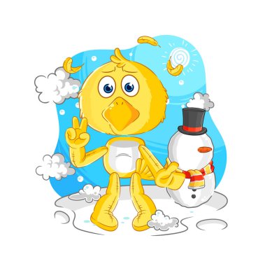 the chick in cold winter character. cartoon mascot vecto