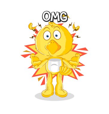 the chick Oh my God vector. cartoon characte