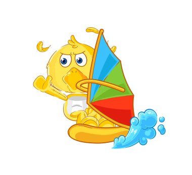 the chick windsurfing character. mascot vecto
