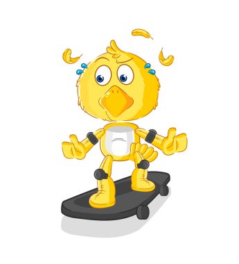 the chick riding skateboard cartoon character vecto