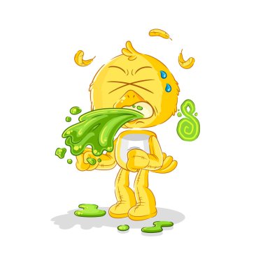 the chick throw up cartoon. cartoon mascot vecto