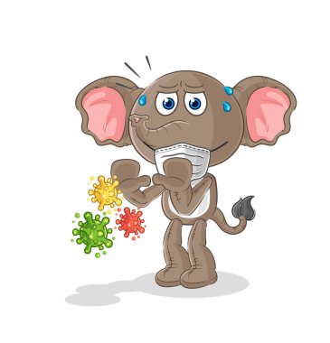 the elephant refuse viruses cartoon. cartoon mascot vecto