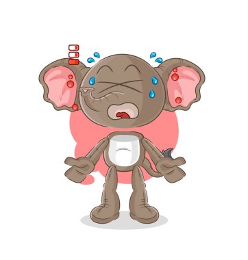 the elephant low battery mascot. cartoon vecto
