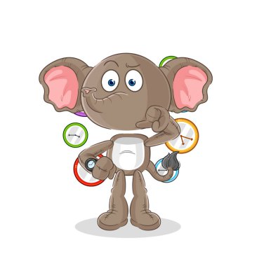 the elephant with wristwatch cartoon. cartoon mascot vecto