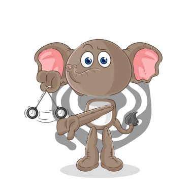the elephant hypnotizing cartoon. cartoon mascot vecto