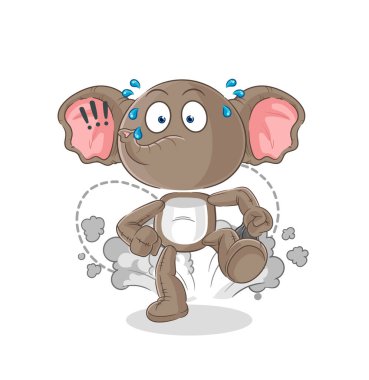 the elephant running illustration. character vecto