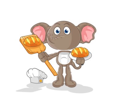 the elephant baker with bread. cartoon mascot vecto