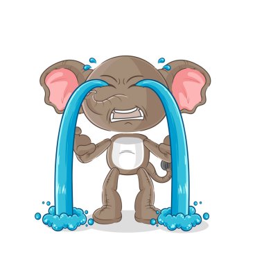 the elephant crying illustration. character vecto