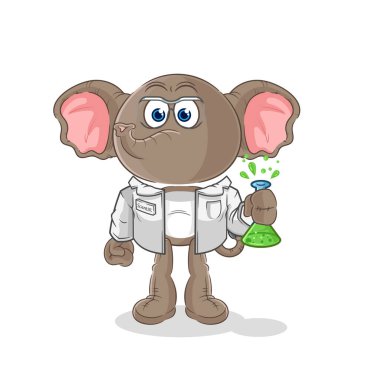 the elephant scientist character. cartoon mascot vecto