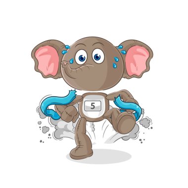 the elephant runner character. cartoon mascot vecto