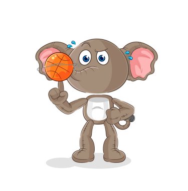 the elephant playing basket ball mascot. cartoon vecto